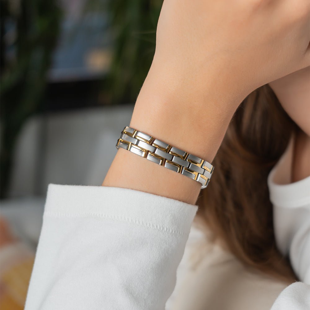 HealthyLine Stainless Steel Energy Bracelet 4 - in - 1. 2 Colors available. Model B041