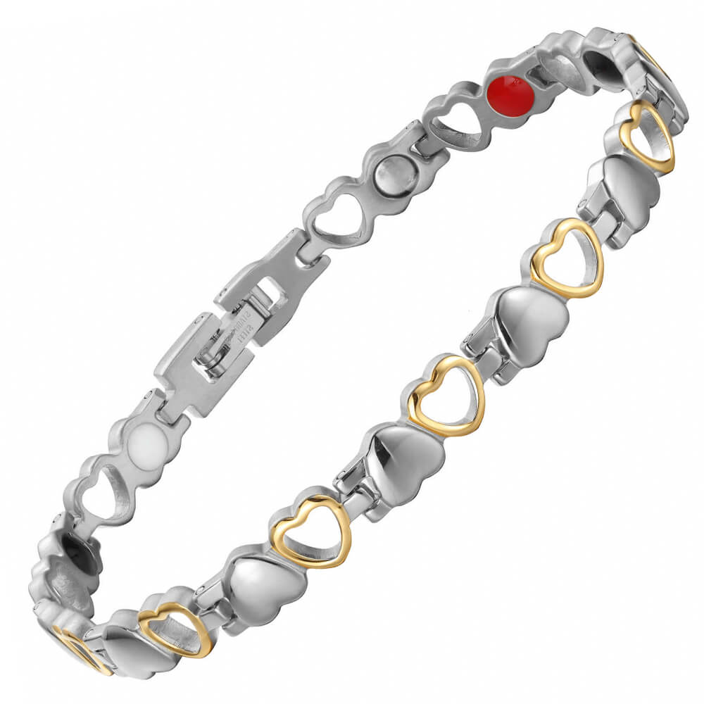 HealthyLine Stainless Steel Energy Bracelet 4 - in - 1. 9 Colors available. Model B041 - Hearts