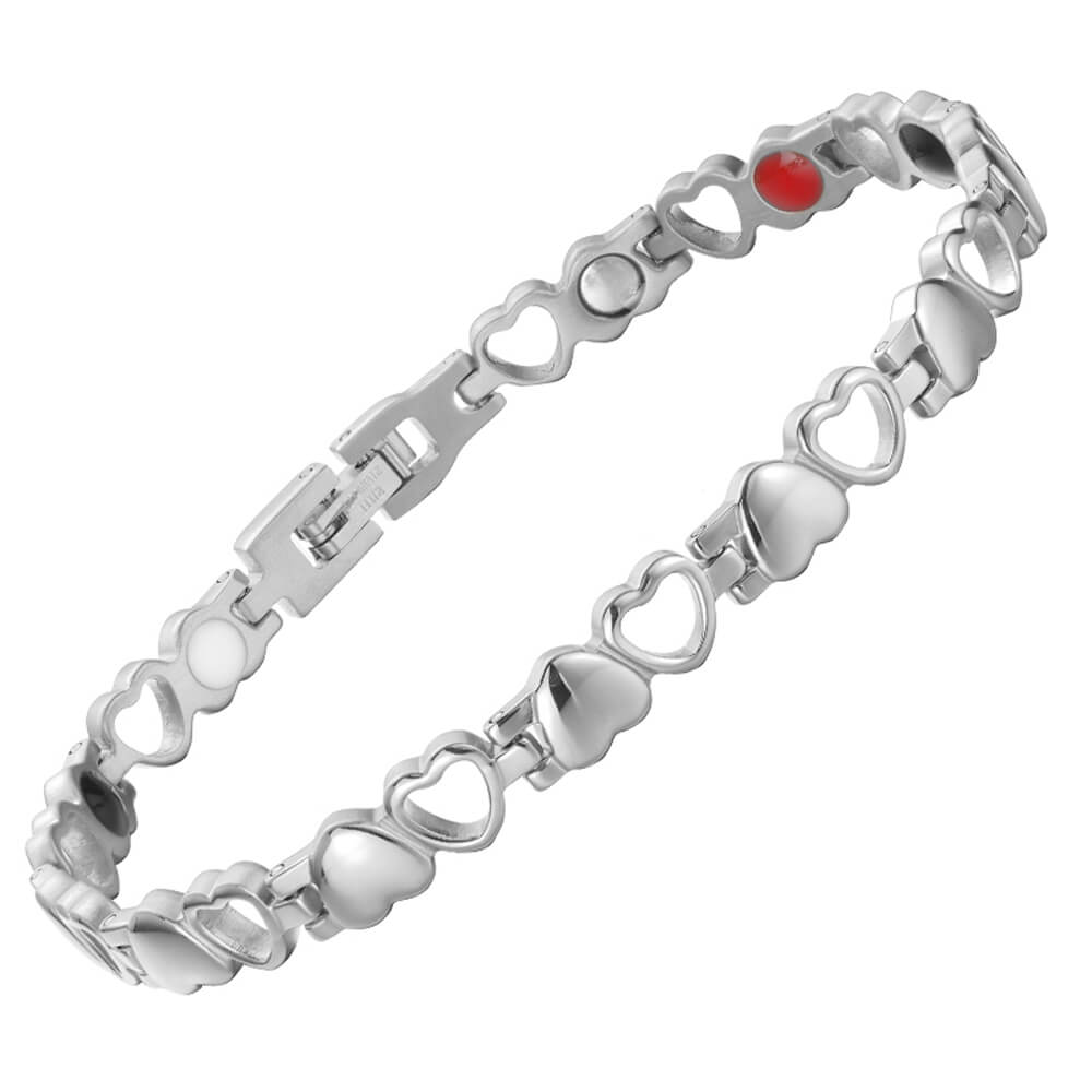 HealthyLine Stainless Steel Energy Bracelet 4 - in - 1. 9 Colors available. Model B041 - Hearts