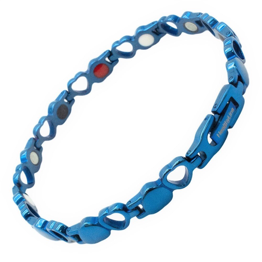 HealthyLine Stainless Steel Energy Bracelet 4 - in - 1. Blue Color. Model BR - S - 149