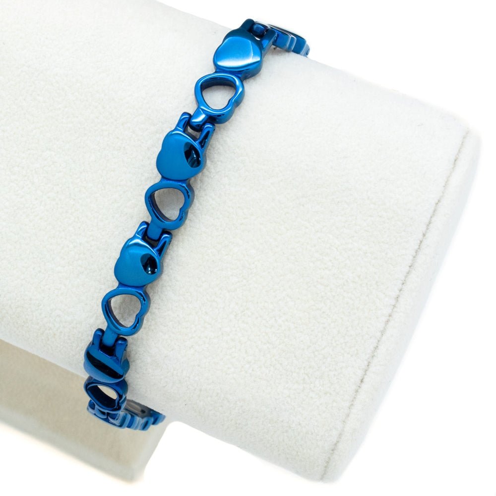 HealthyLine Stainless Steel Energy Bracelet 4 - in - 1. Blue Color. Model BR - S - 149