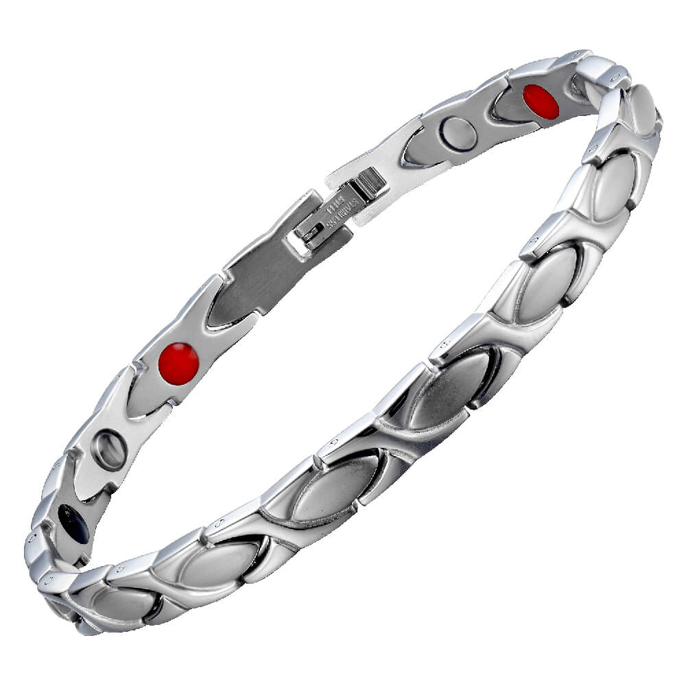 HealthyLine Stainless Steel Energy Bracelet 4 - in - 1. Silver color. Model B006S