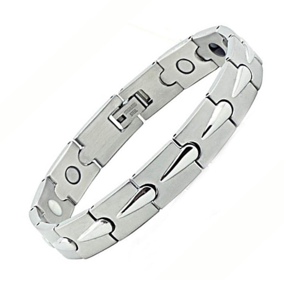 HealthyLine Stainless Steel Energy Bracelet 4 - in - 1. Silver color. Model B028WS