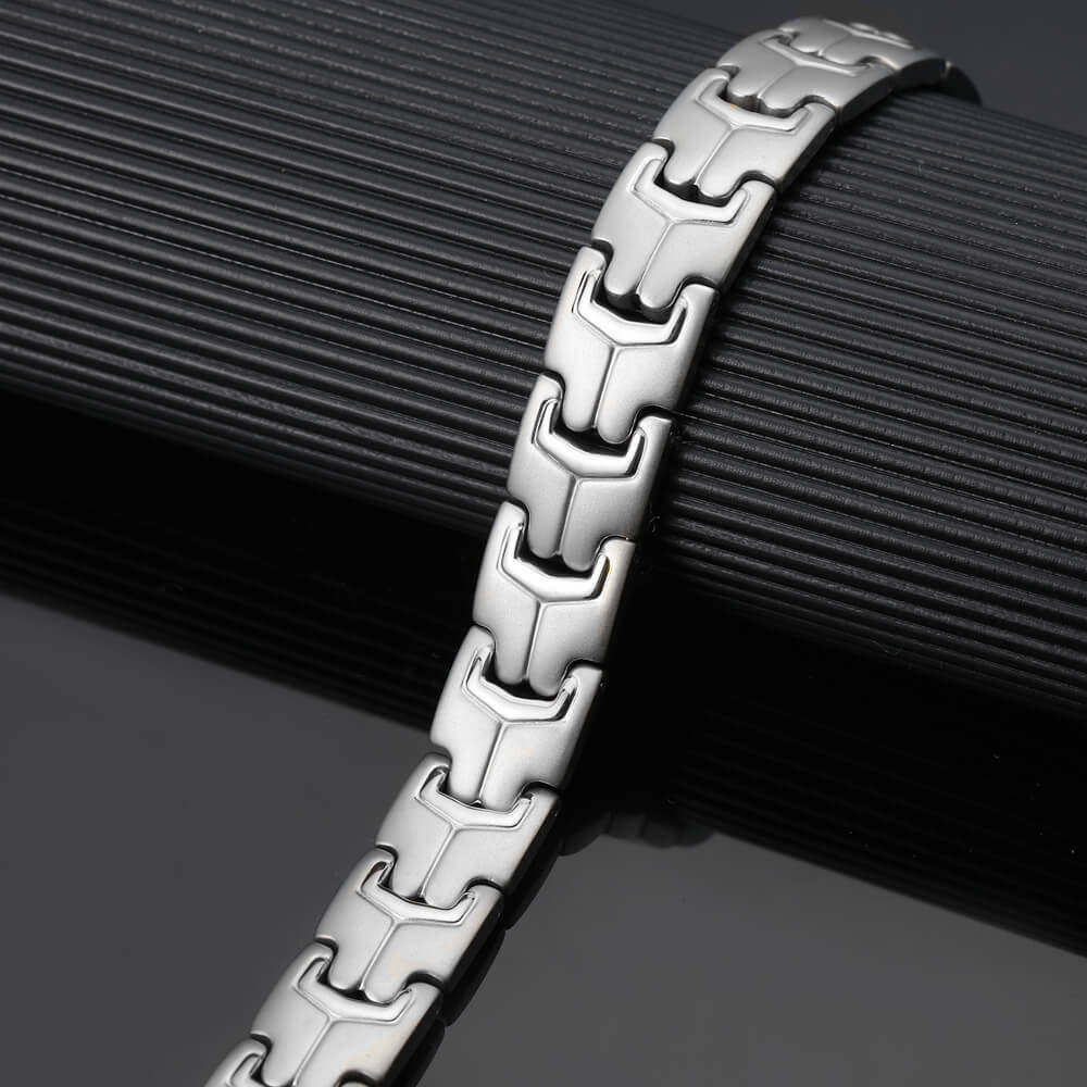 HealthyLine Stainless Steel Energy Bracelet 4 - in - 1. Silver Color. Model B037S