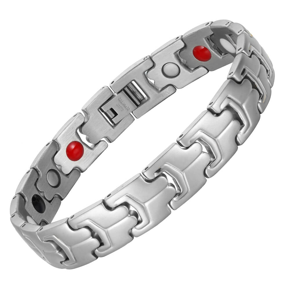 HealthyLine Stainless Steel Energy Bracelet 4 - in - 1. Silver Color. Model B037S