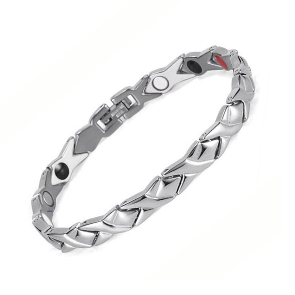 HealthyLine Stainless Steel Energy Bracelet 4 - in - 1. Silver color. Models B032
