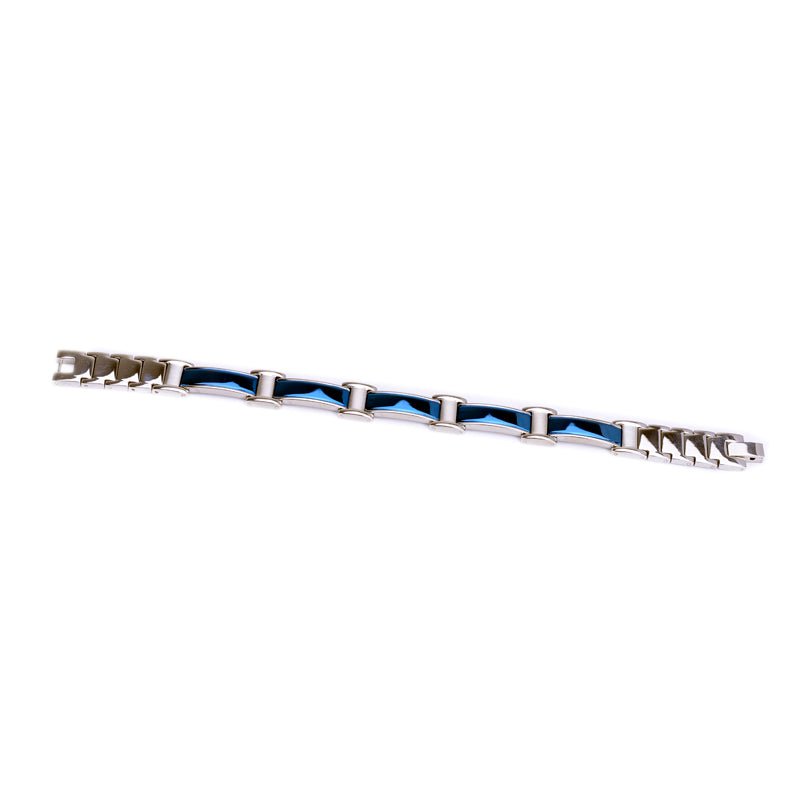 HealthyLine Stainless Steel Energy Bracelet 4 - in - 1. Silver/Blue Color. Model SY368N