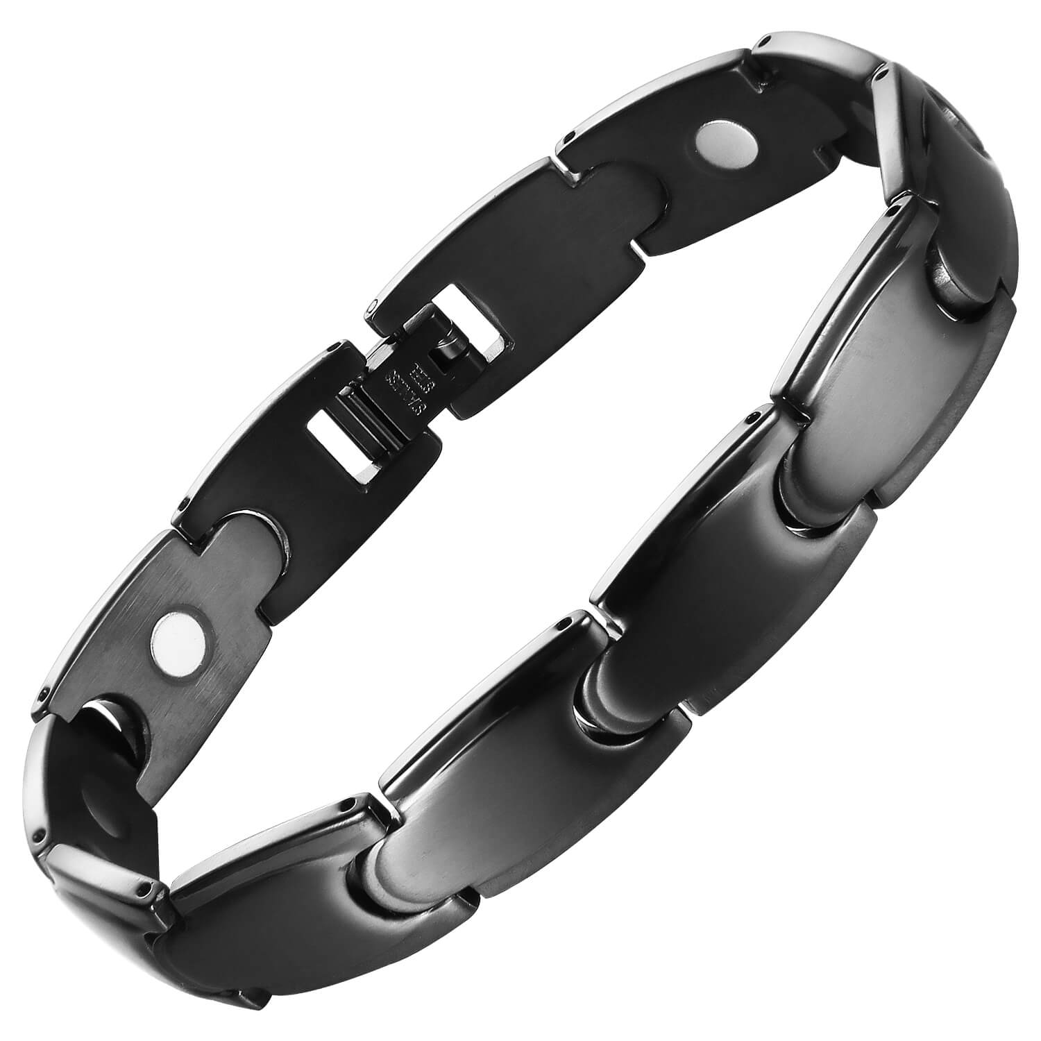 HealthyLine Stainless Steel Magnetic Bracelet. Black Color. Model B042MB