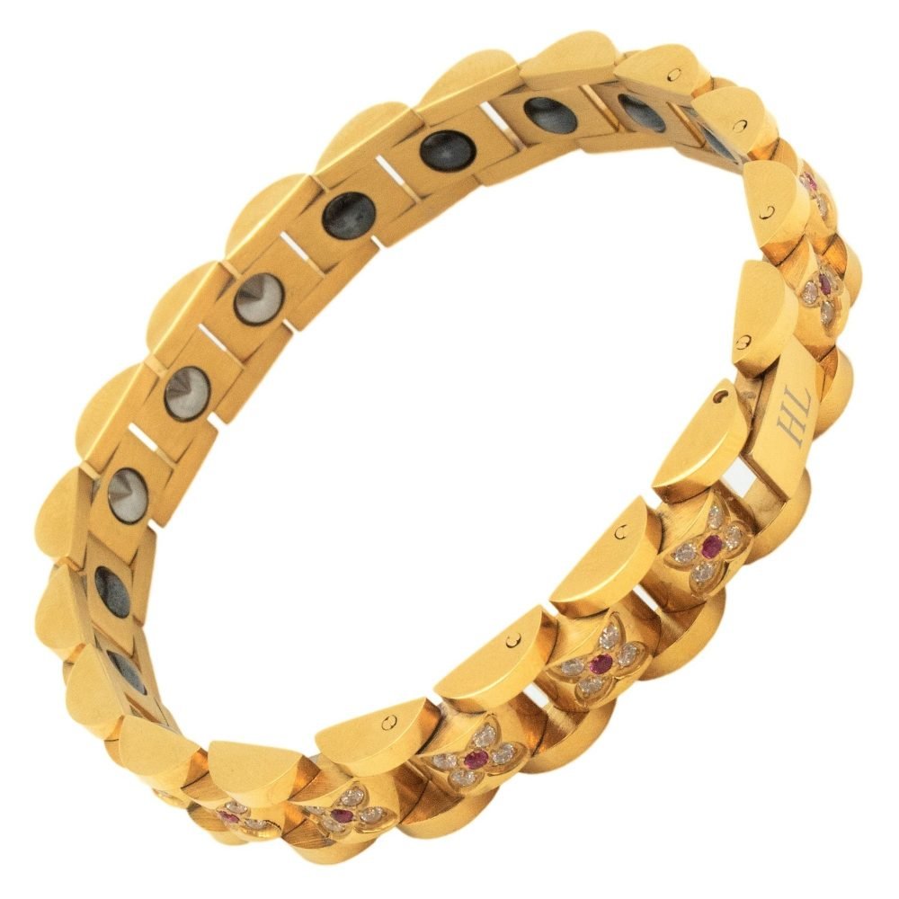 HealthyLine Stainless Steel Magnetic/Energy Bracelet with Crystals. 3 Colors available. Model YYG233