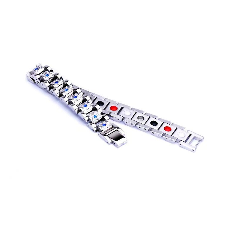 HealthyLine Stainless Steel Magnetic/Energy Bracelet with Crystals. 3 Colors available. Model YYG233