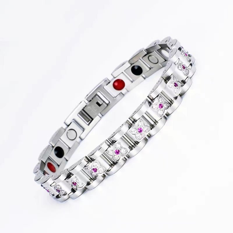 HealthyLine Stainless Steel Magnetic/Energy Bracelet with Crystals. 3 Colors available. Model YYG233