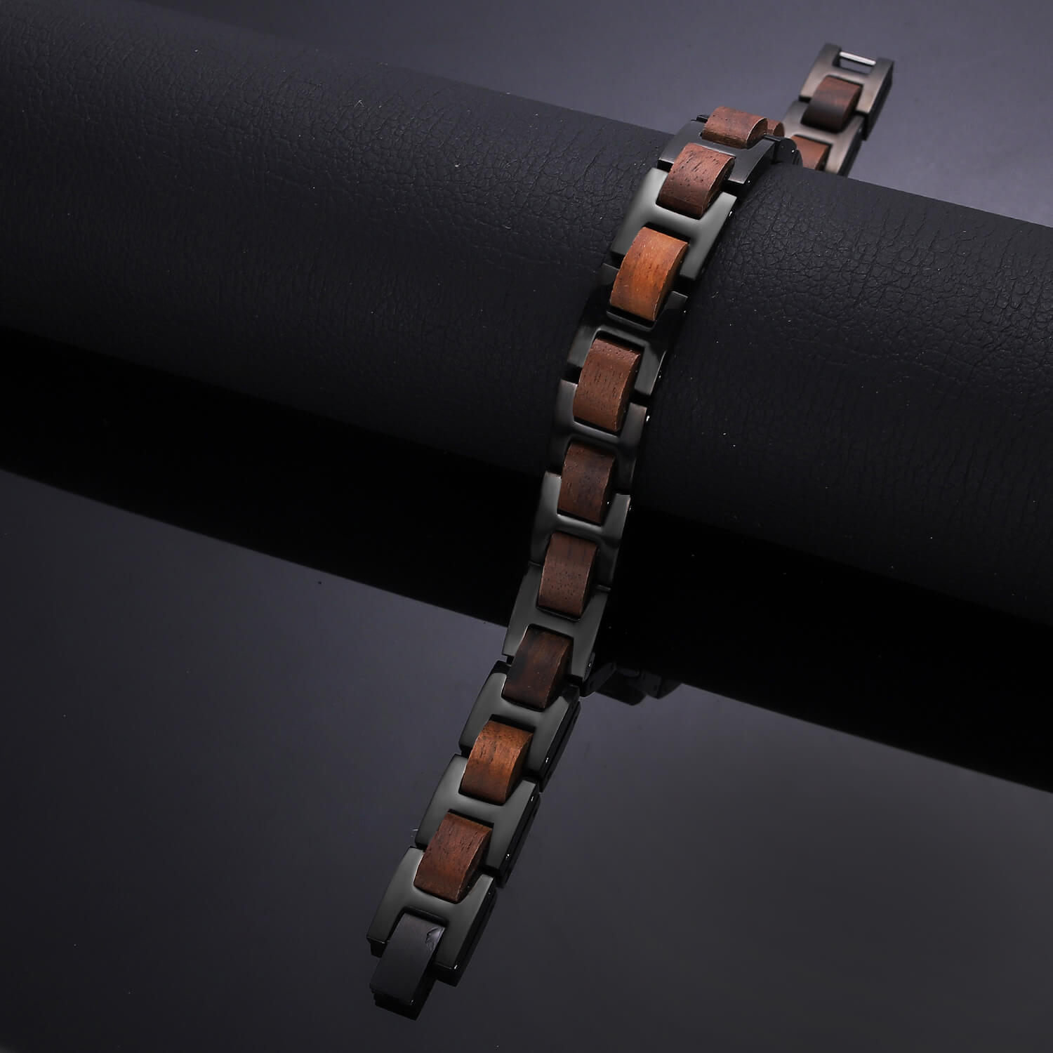 HealthyLine Wood and Stainless Steel Magnetic Bracelet. 2 Colors available. Model WB010