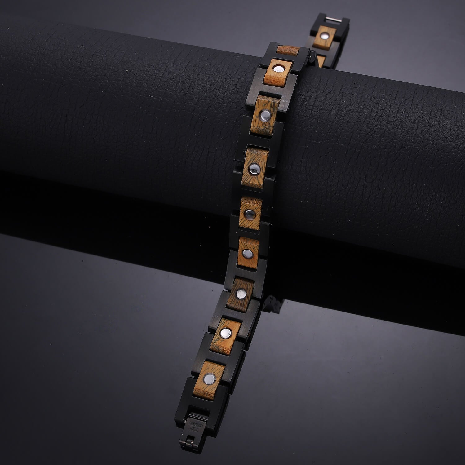 HealthyLine Wood and Stainless Steel Magnetic Bracelet. 2 Colors available. Model WB010