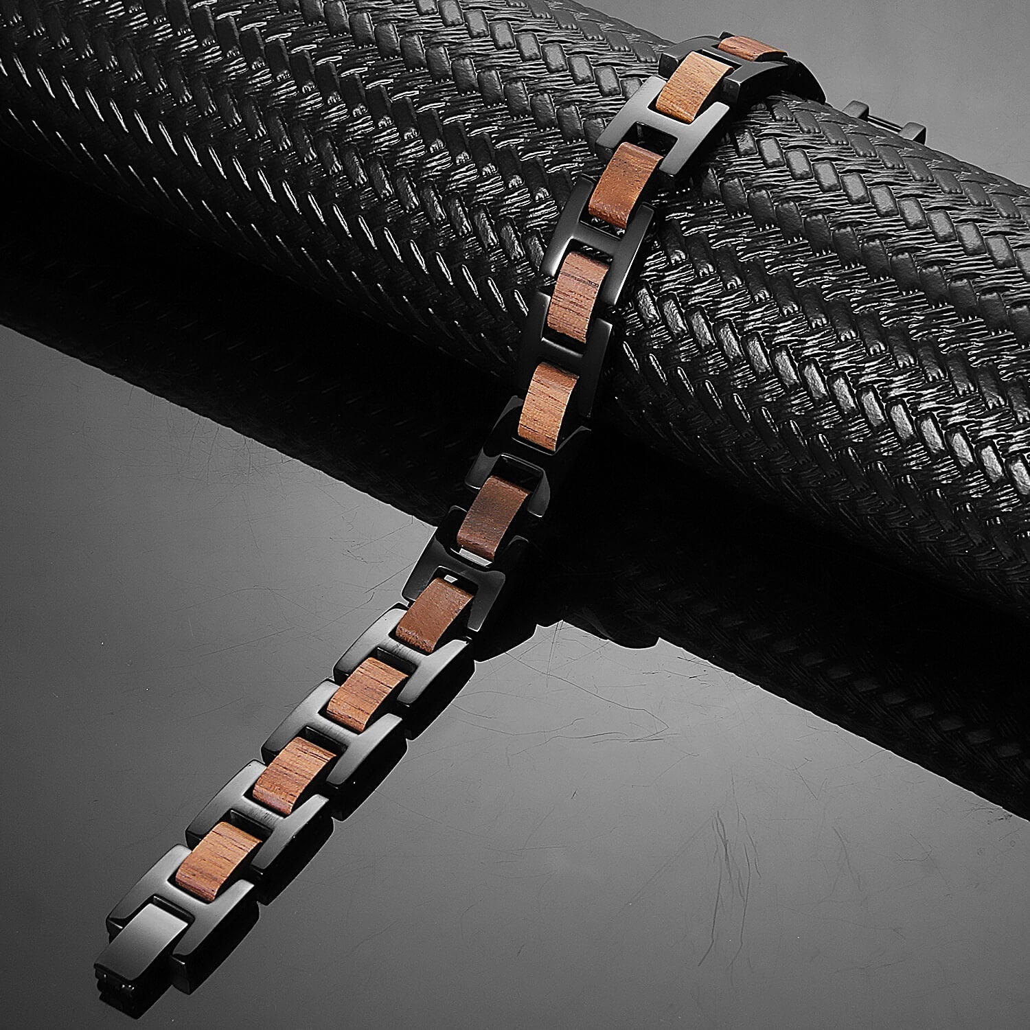 HealthyLine Wood and Stainless Steel Magnetic Bracelet. 3 Colors available. Model WB009