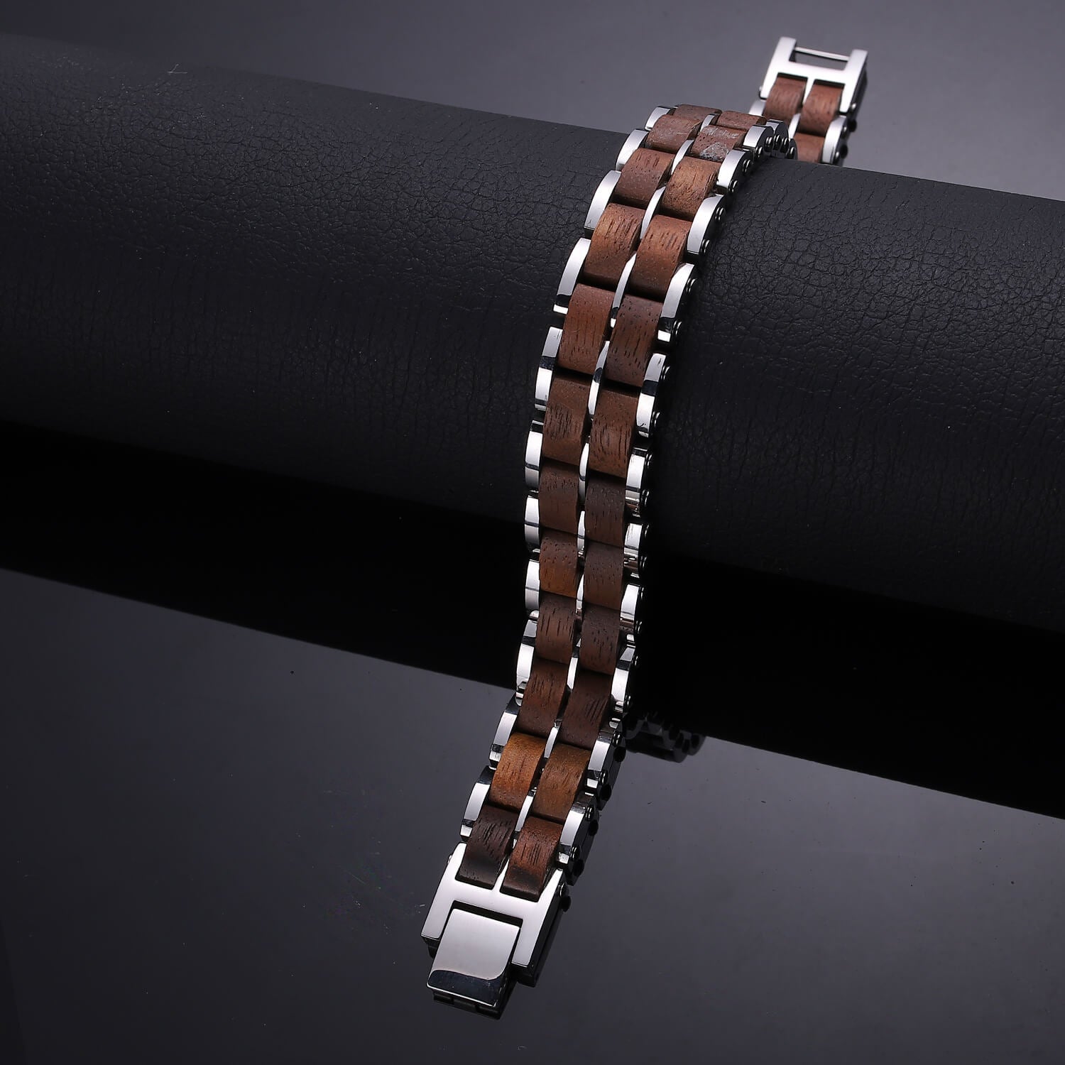 HealthyLine Wood and Stainless Steel Magnetic Bracelet. 3 Colors available. Model WB011
