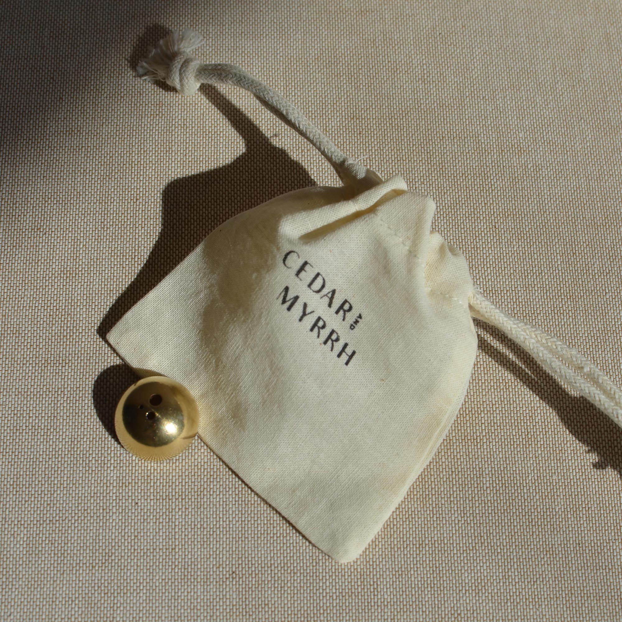 CEDAR AND MYRRH Hemisphere Brass Incense Holder