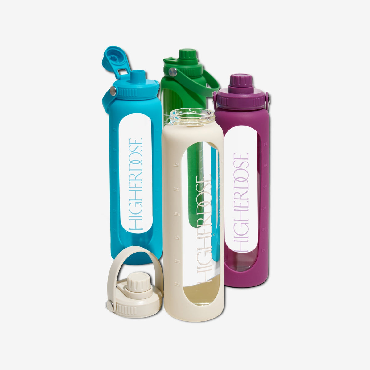 HigherDOSE DailyDOSE Time-Marked Glass Water Bottle