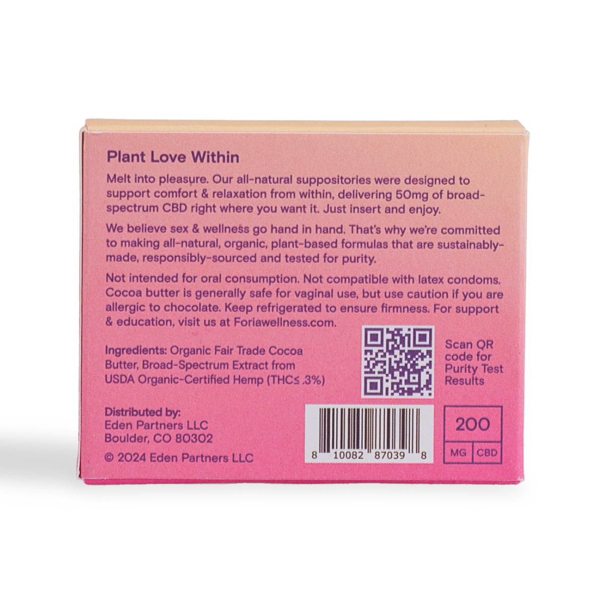 Foria Intimacy Melts with CBD, back of the box