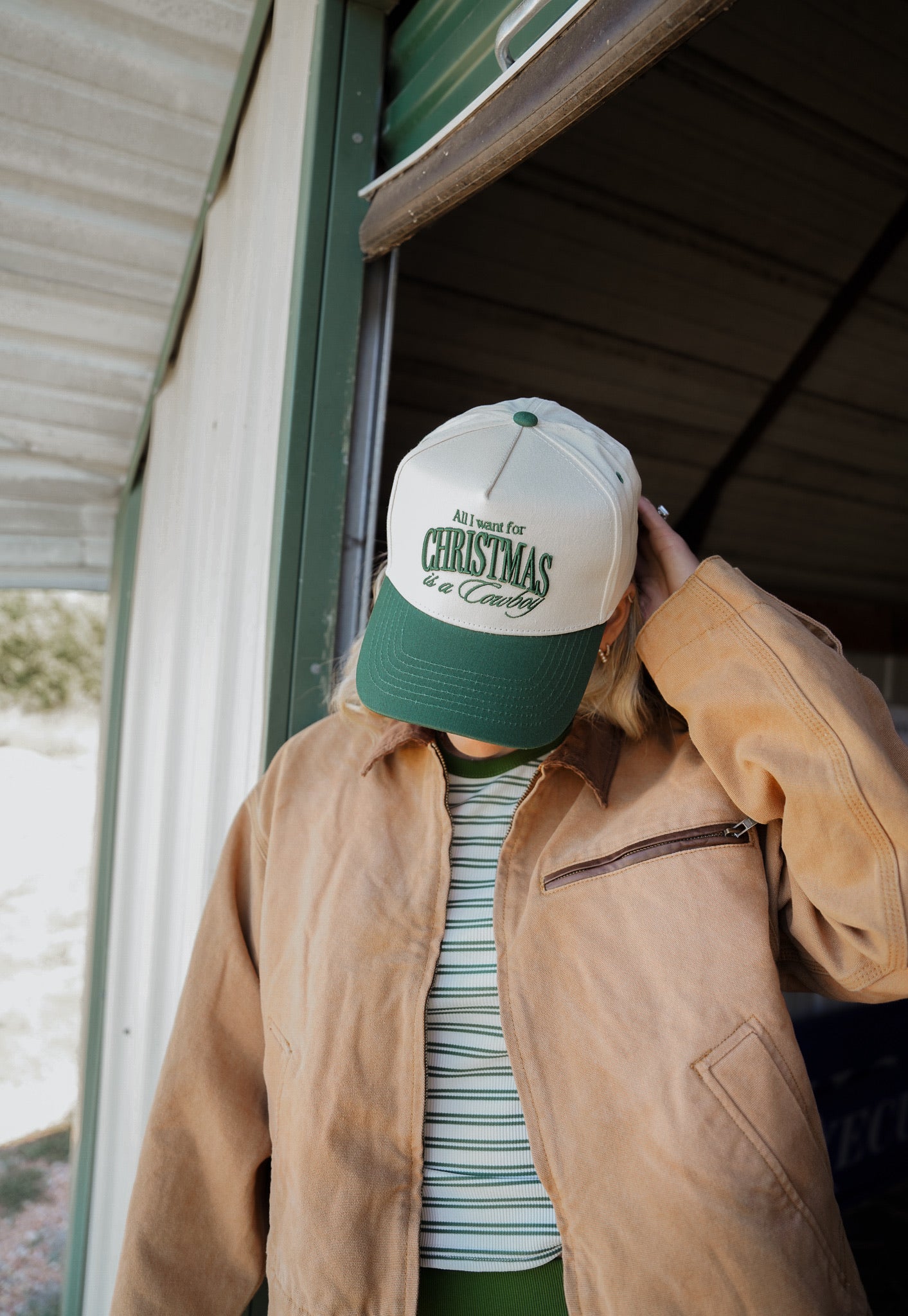 KenzKustomz All I want for Christmas is a Cowboy - Green Vintage Trucker Hat