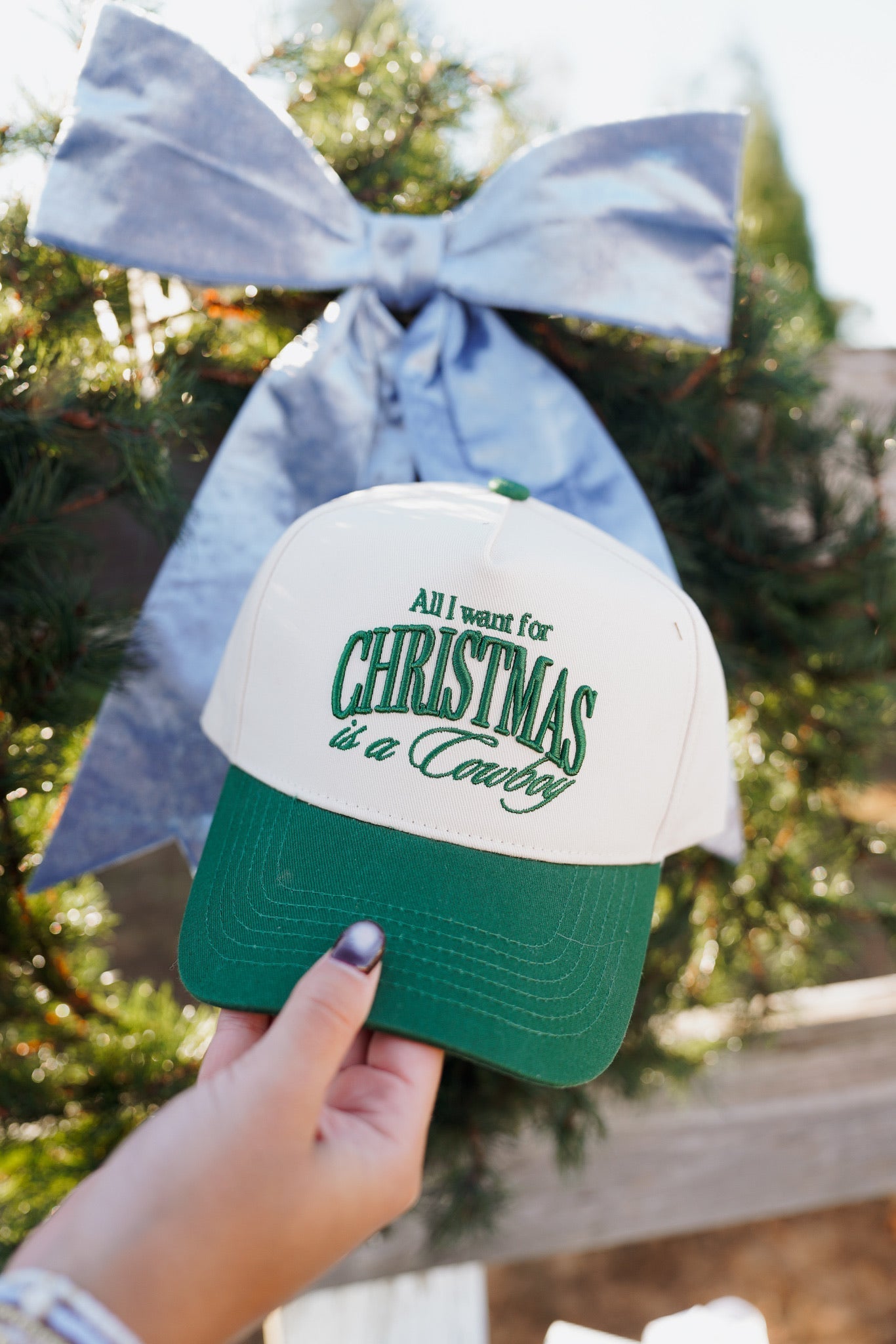 KenzKustomz All I want for Christmas is a Cowboy - Green Vintage Trucker Hat