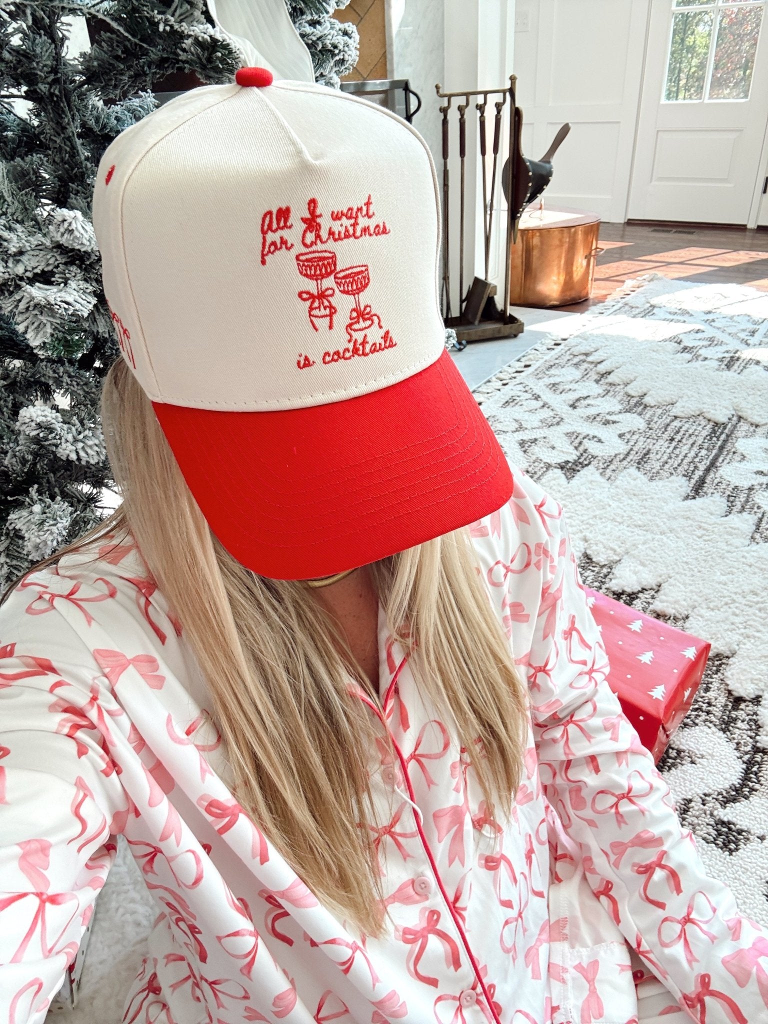 KenzKustomz All I Want for Christmas is Cocktails - Red Vintage Trucker Hat