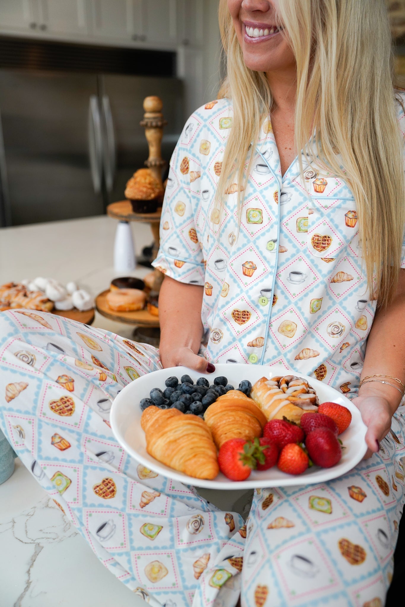 KenzKustomz Blue Breakfast - Short Sleeve + Pant Pajama Set