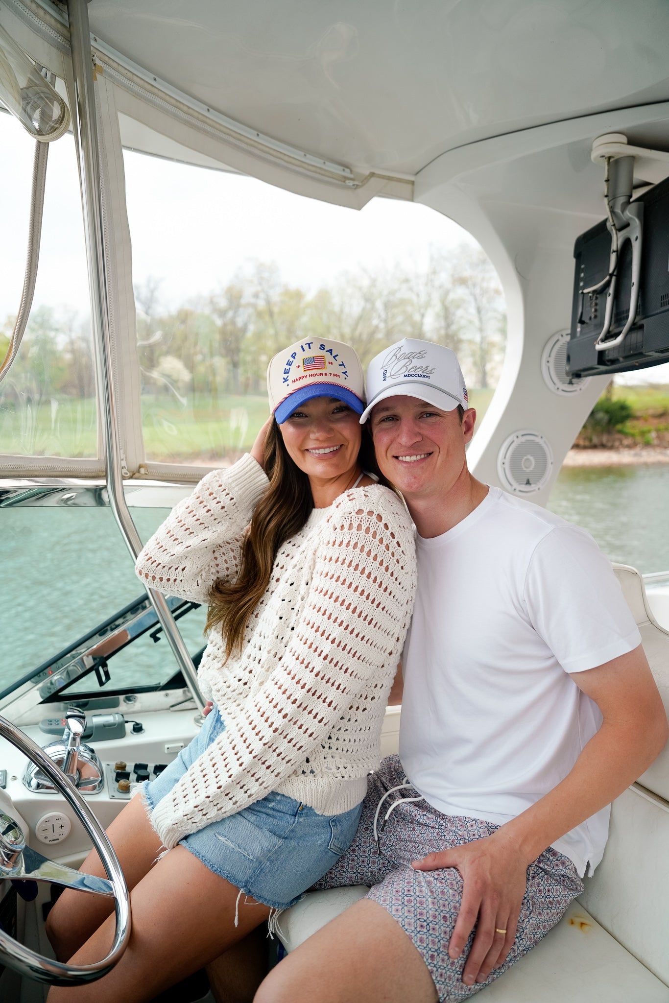 KenzKustomz Boats & Beers - White Vintage Trucker Hat