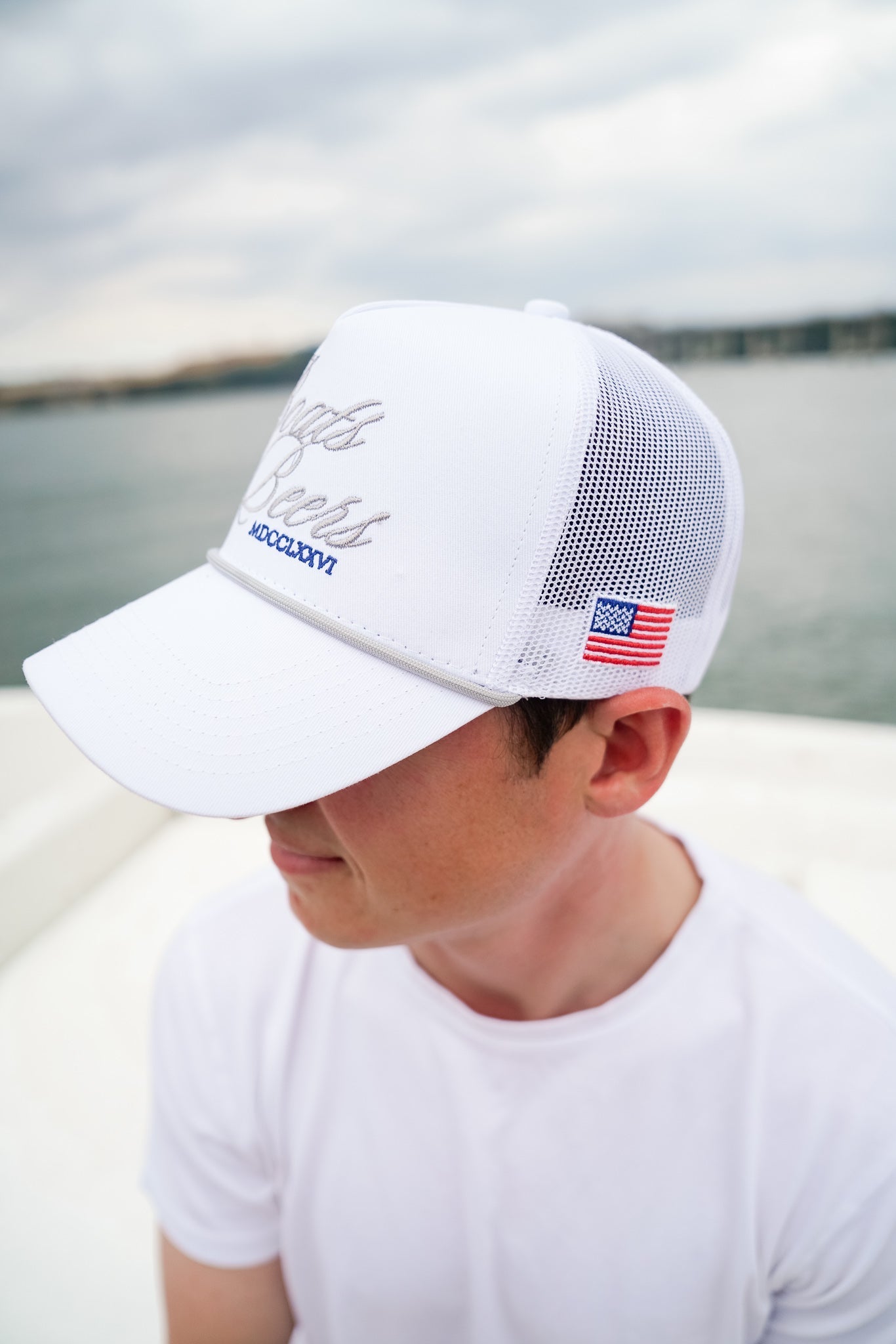 KenzKustomz Boats & Beers - White Vintage Trucker Hat