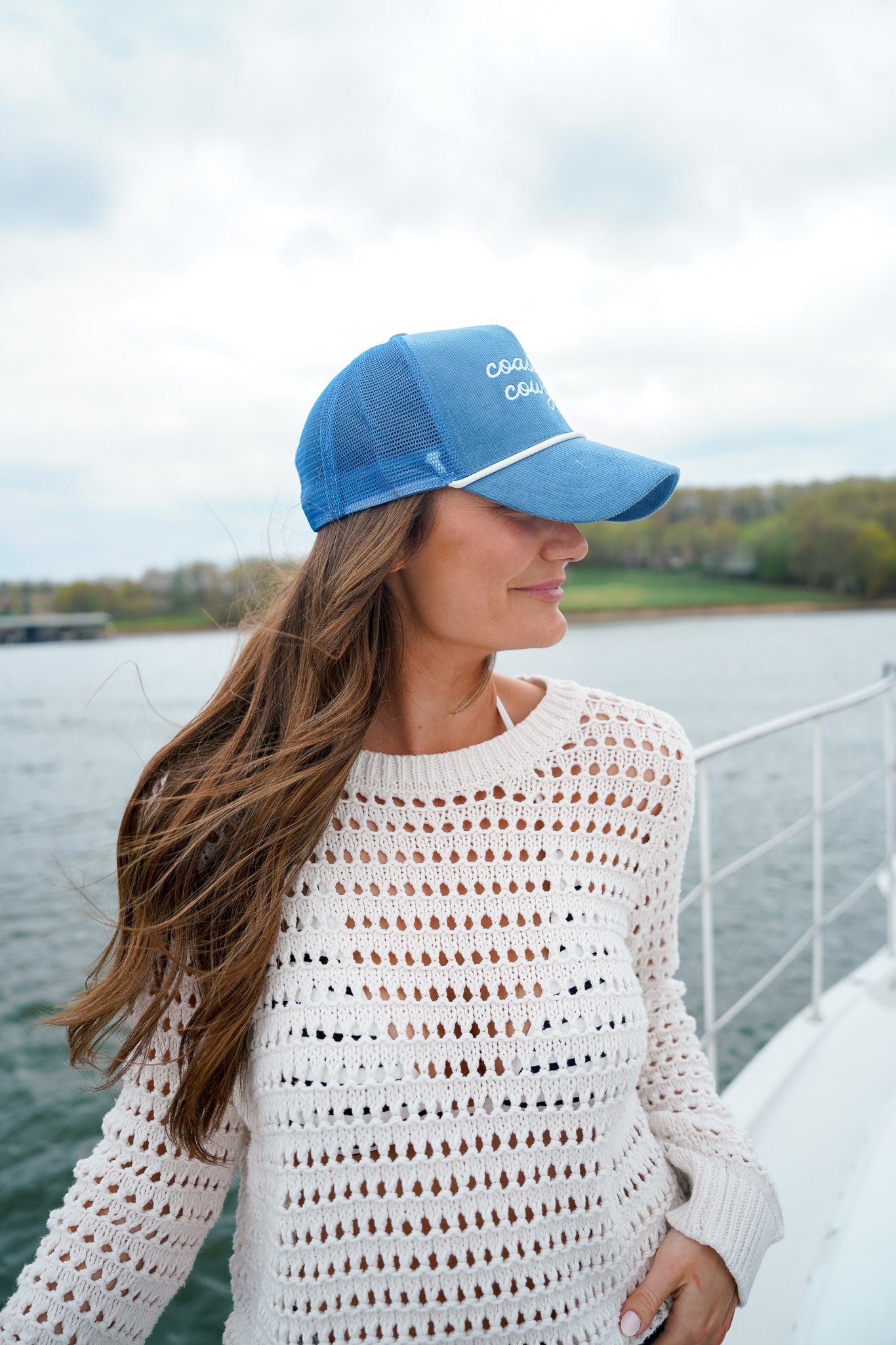 KenzKustomz Coastal Cowgirl - Blue Corduroy Trucker Hat