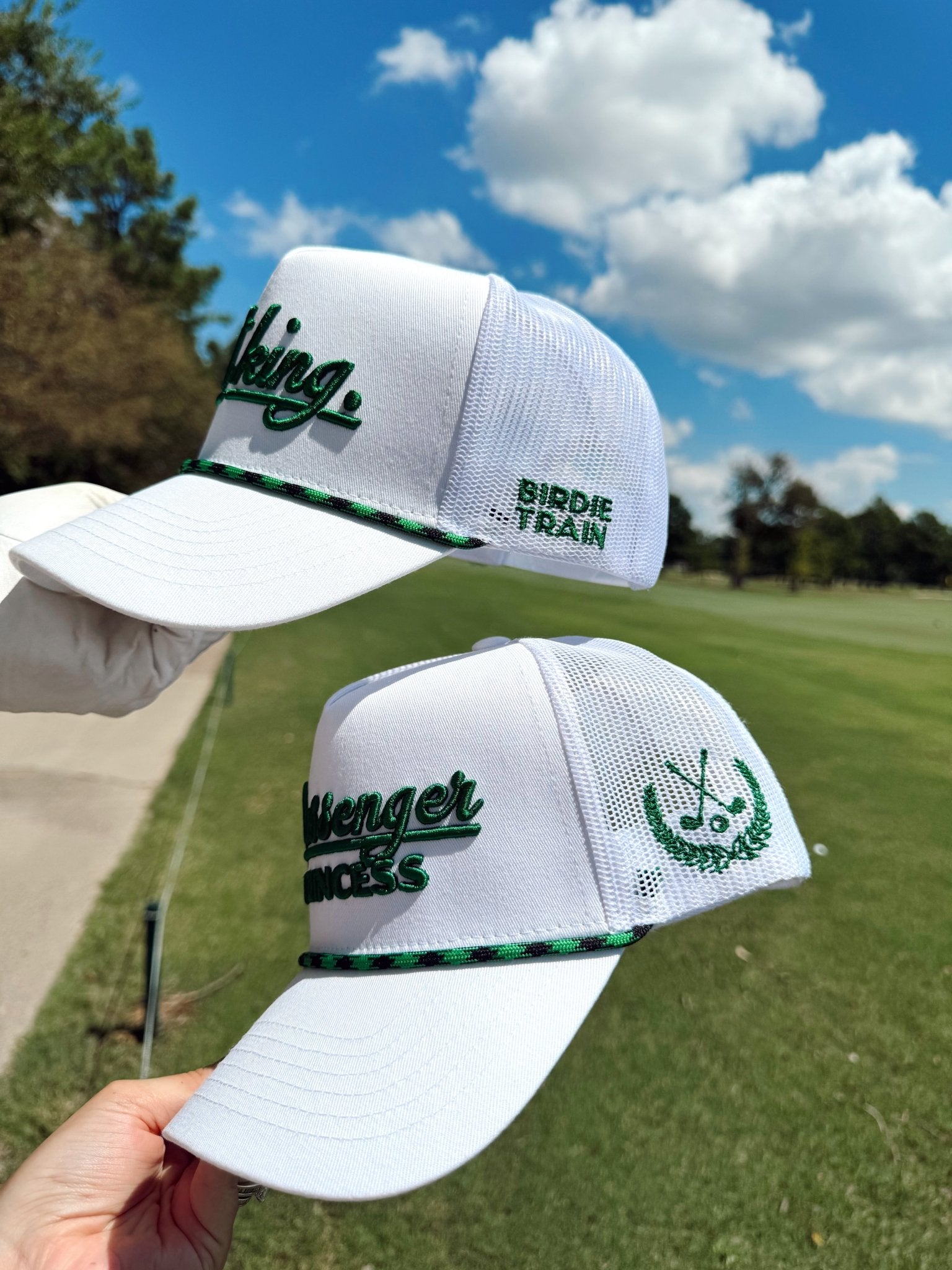 KenzKustomz Couples Golf Hat - White Vintage Trucker Hat