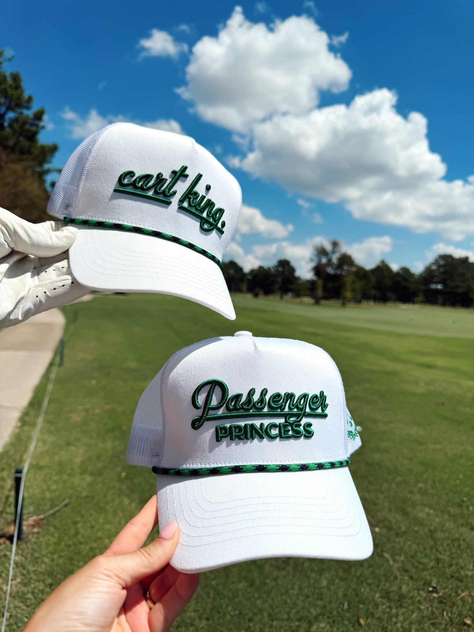 KenzKustomz Couples Golf Hat - White Vintage Trucker Hat