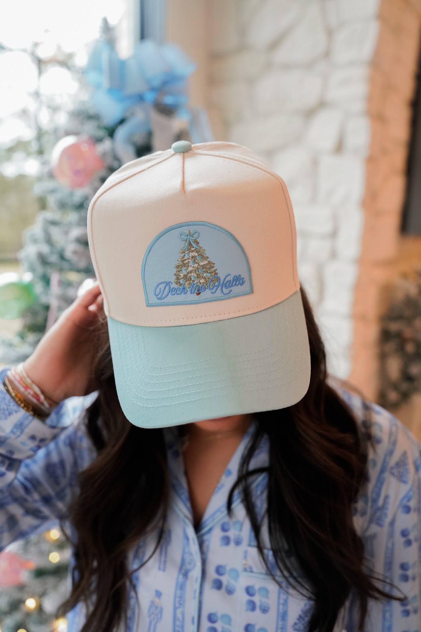 KenzKustomz Deck the Halls - Baby Blue Vintage Trucker Hat