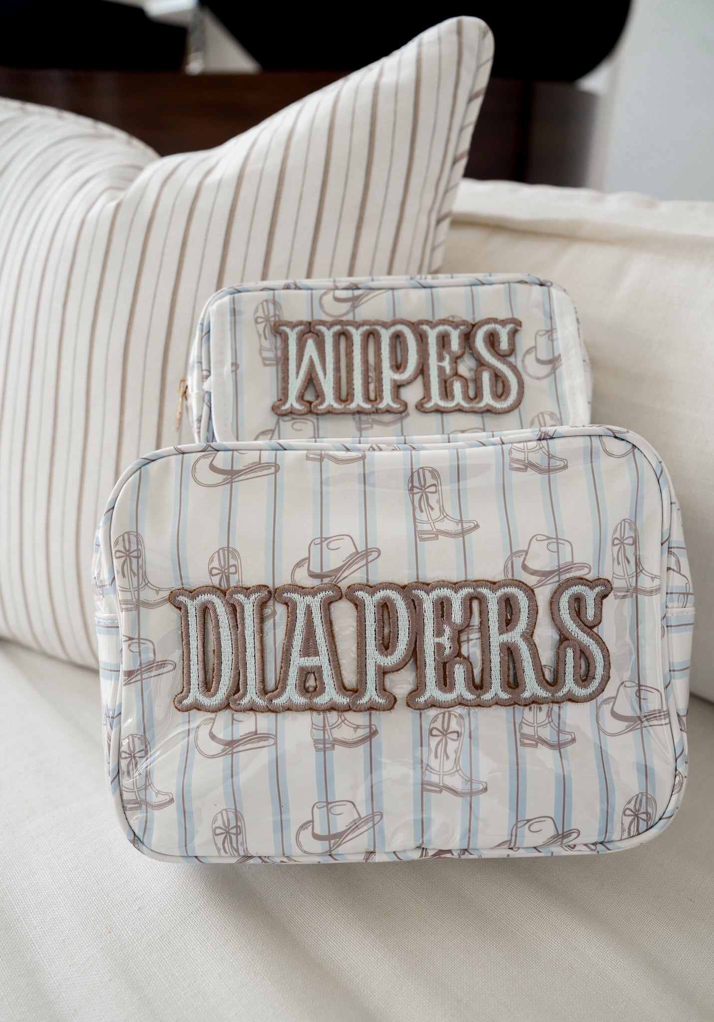 KenzKustomz Diapers XL - Western Blues Clear Coat Bag