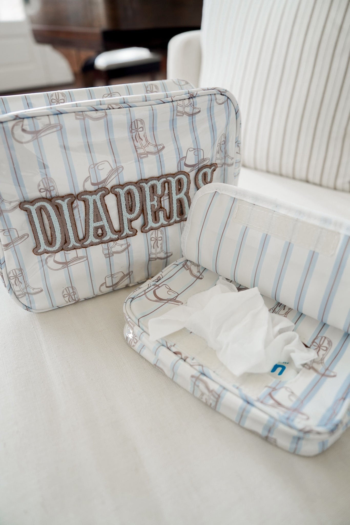 KenzKustomz Diapers XL - Western Blues Clear Coat Bag