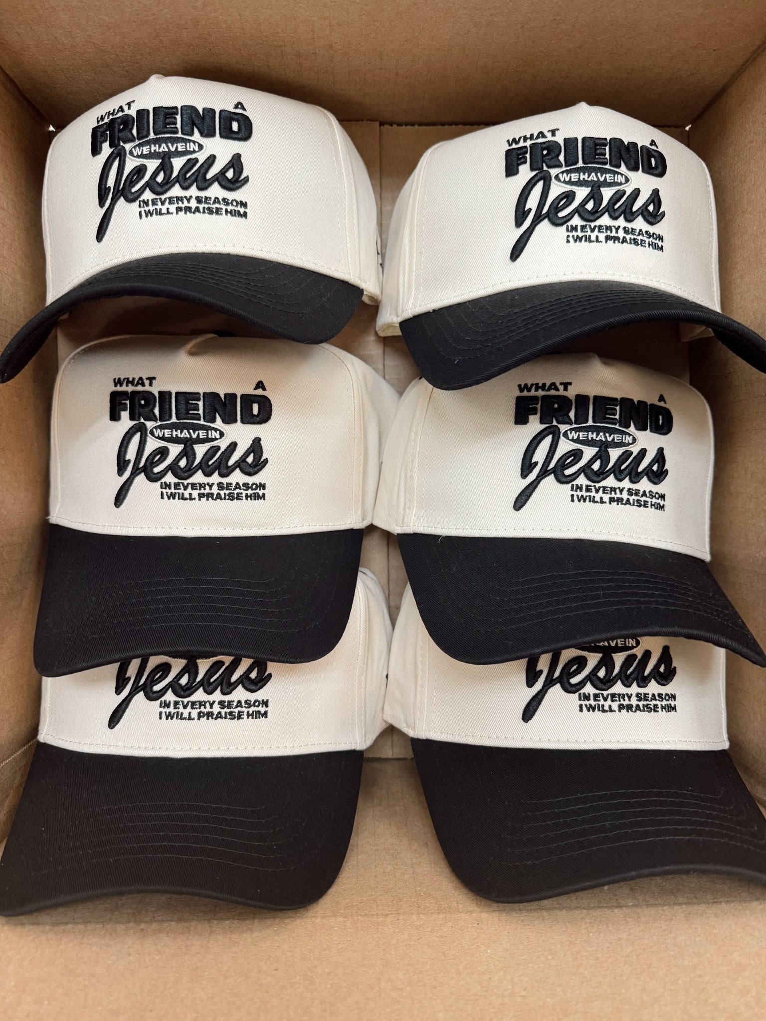 KenzKustomz Friend in Jesus - Black Vintage Trucker Hat