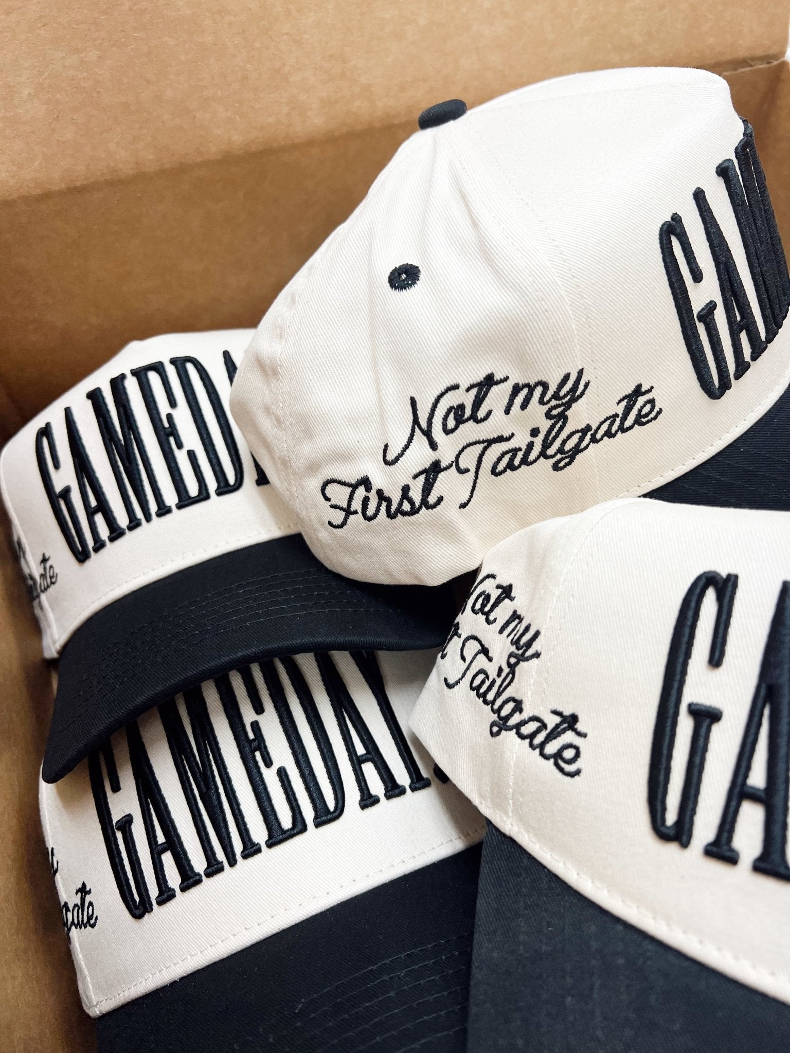 KenzKustomz GAMEDAY. - Not My First Tailgate Vintage Trucker Hat