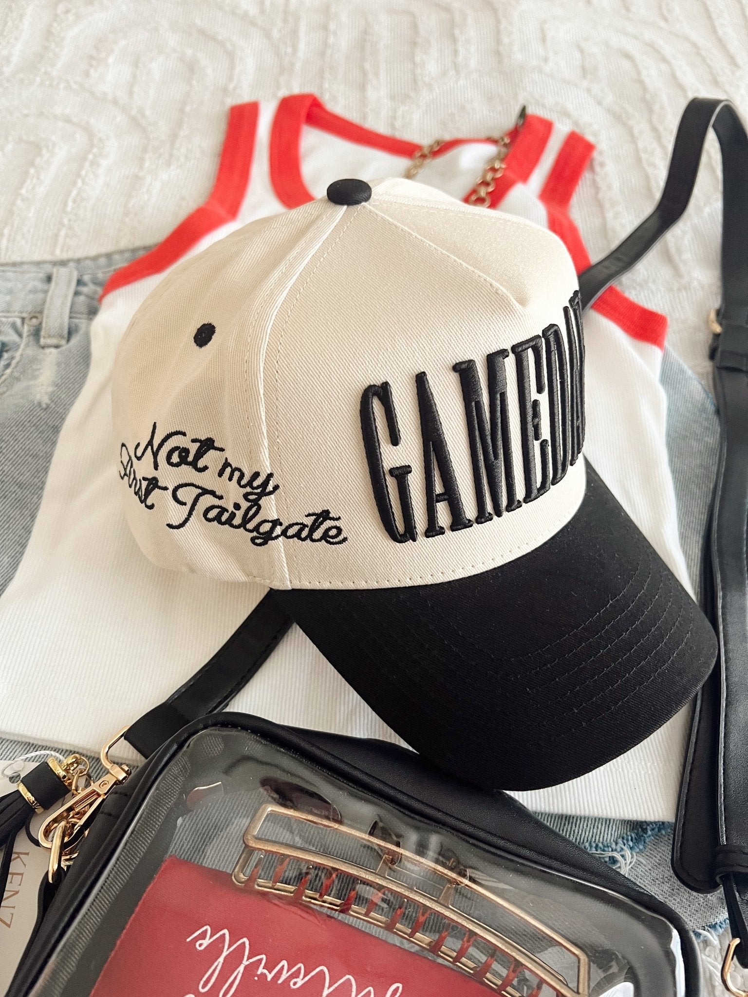KenzKustomz GAMEDAY. - Not My First Tailgate Vintage Trucker Hat