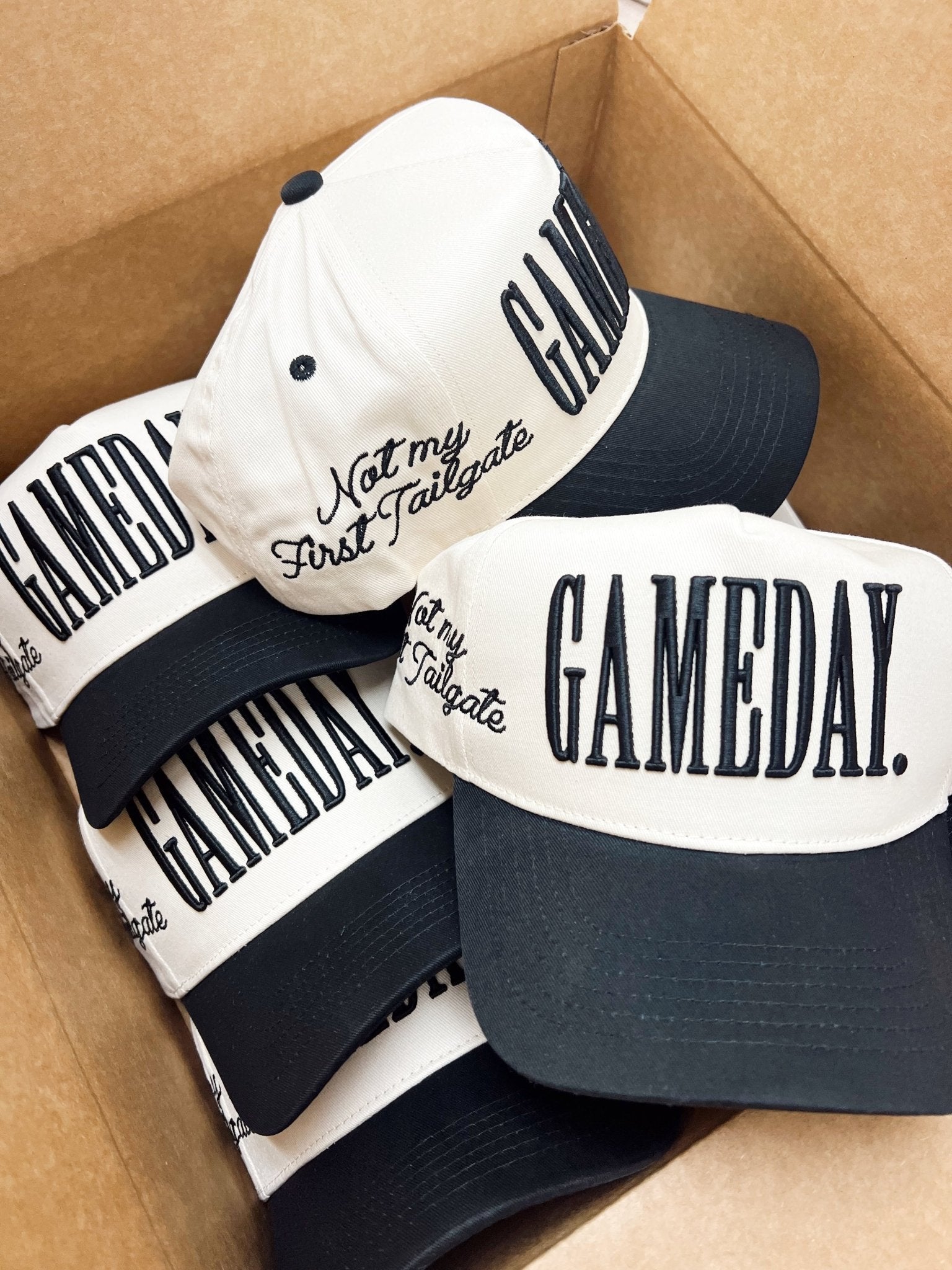 KenzKustomz GAMEDAY. - Not My First Tailgate Vintage Trucker Hat