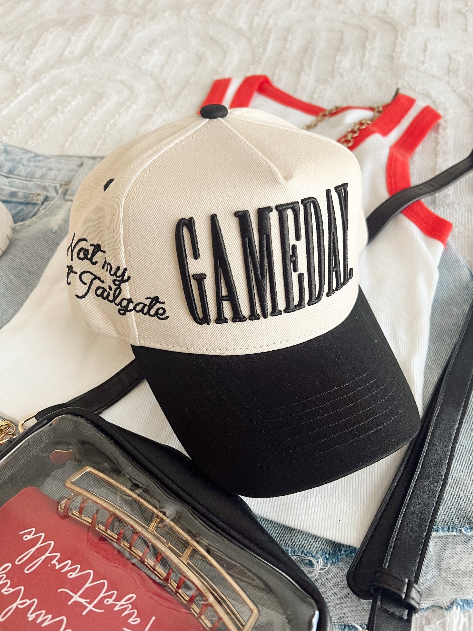 KenzKustomz GAMEDAY. - Not My First Tailgate Vintage Trucker Hat