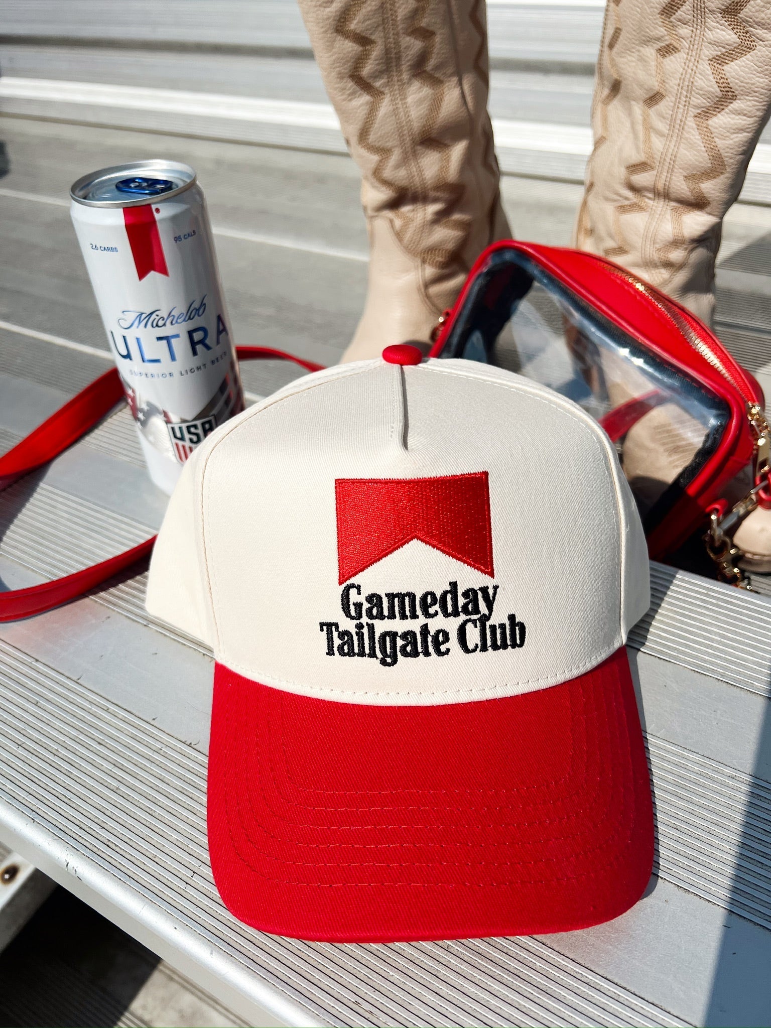KenzKustomz Gameday Tailgate Club - Red Vintage Trucker Hat