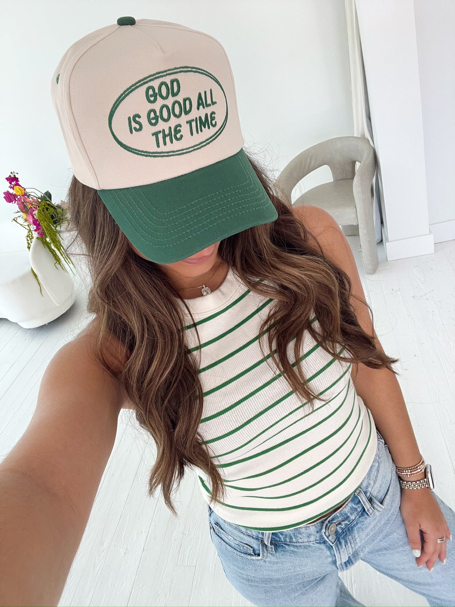 KenzKustomz God is Good - Green Vintage Trucker Hat