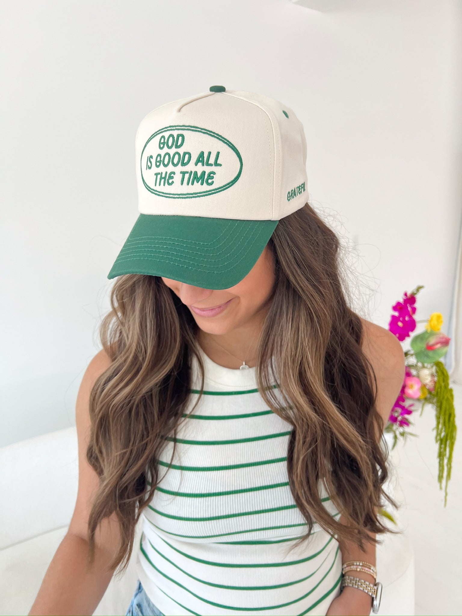 KenzKustomz God is Good - Green Vintage Trucker Hat