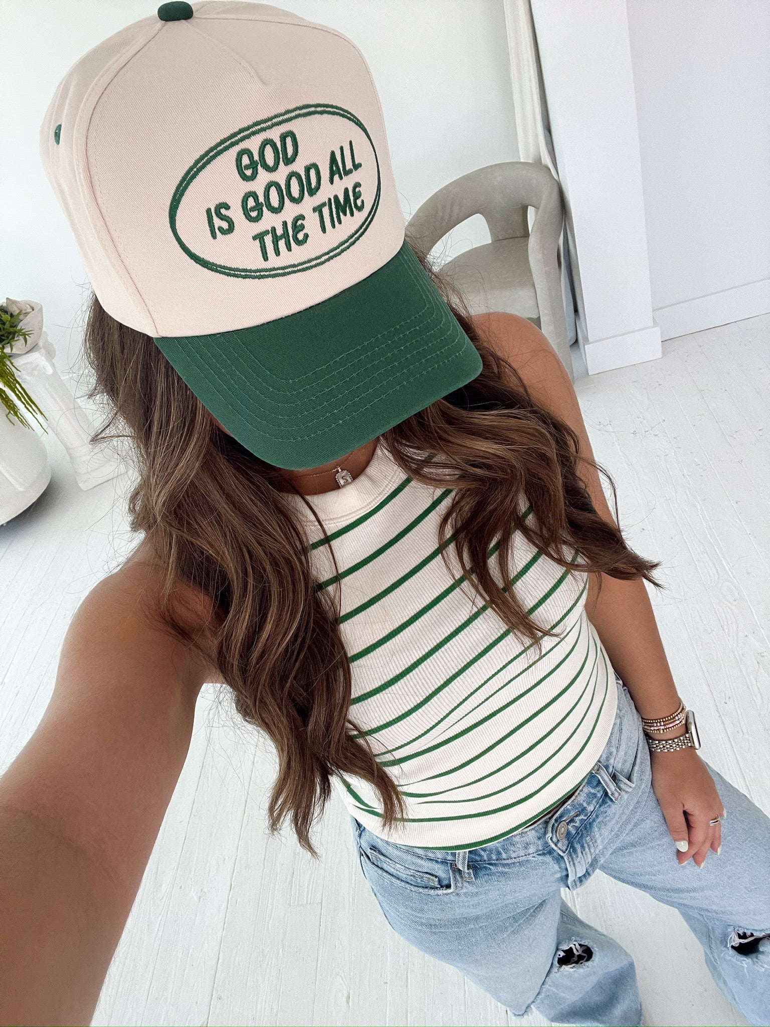 KenzKustomz God is Good - Green Vintage Trucker Hat