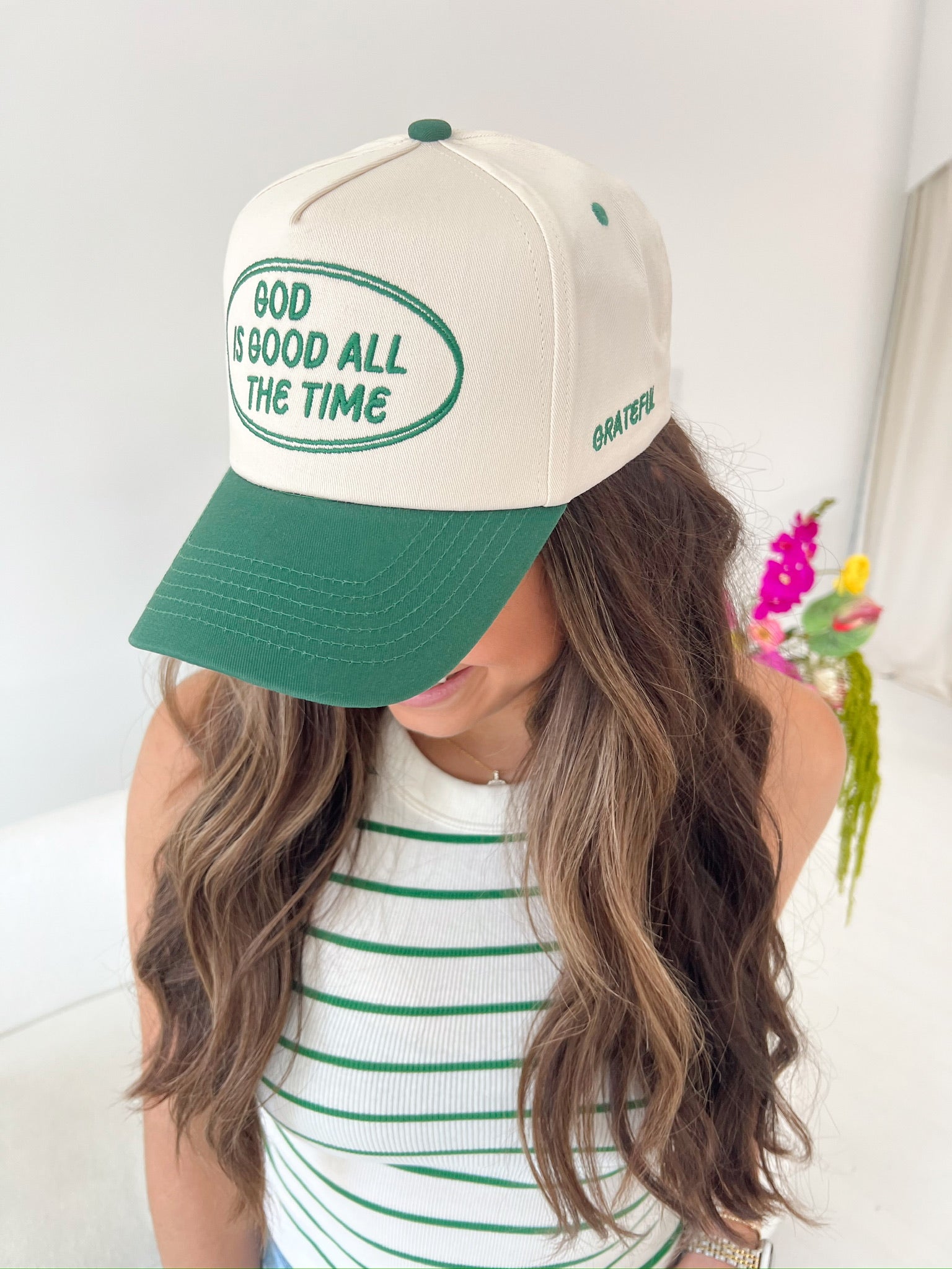 KenzKustomz God is Good - Green Vintage Trucker Hat