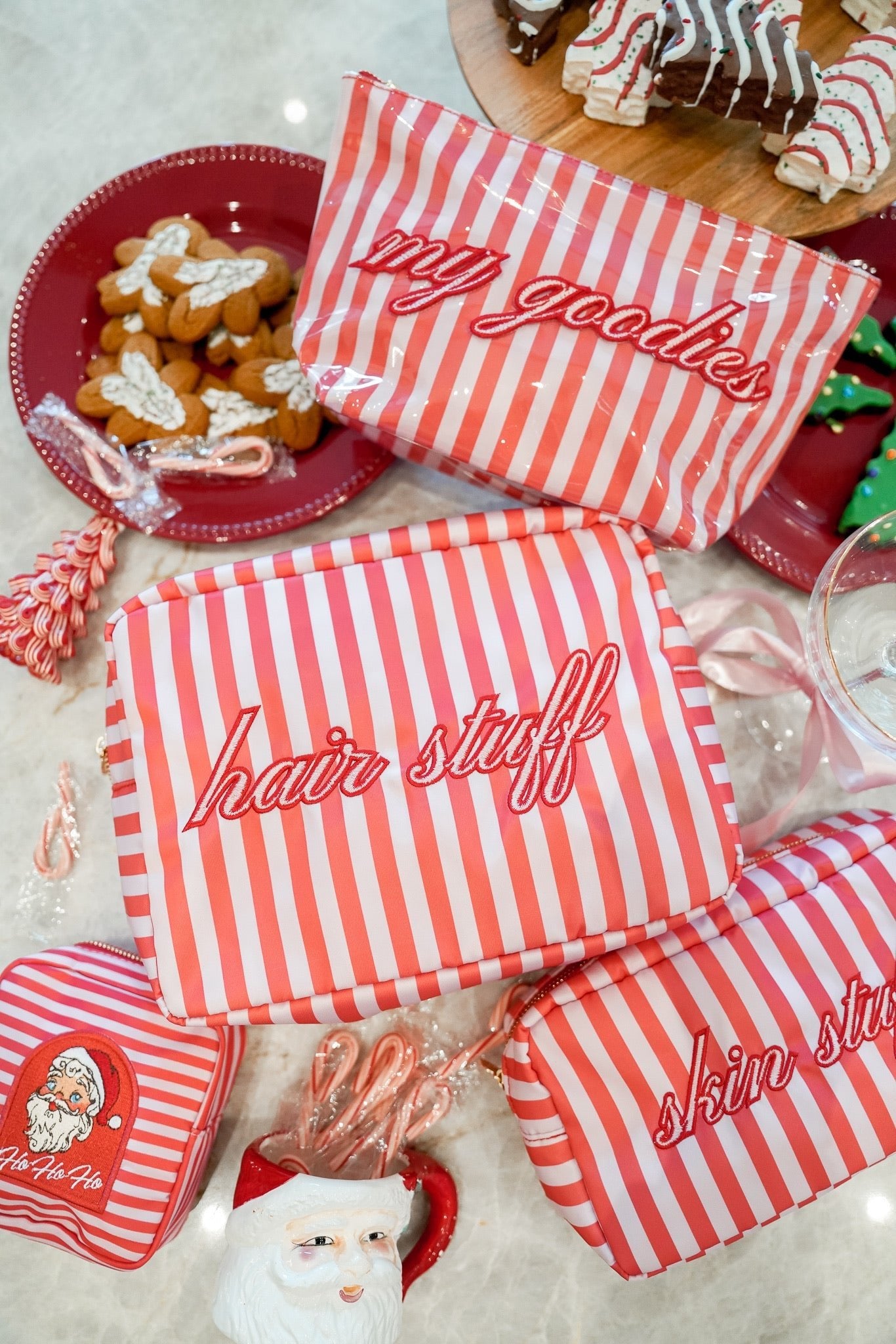 KenzKustomz Hair Stuff - Pink & Red Stripes XL Bag