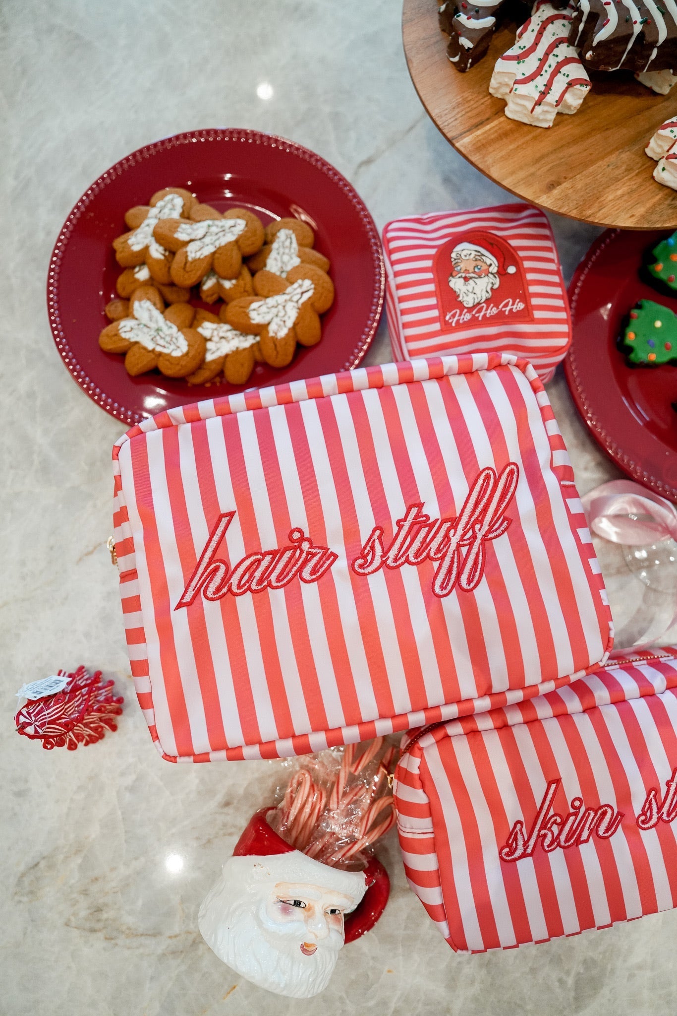 KenzKustomz Hair Stuff - Pink & Red Stripes XL Bag