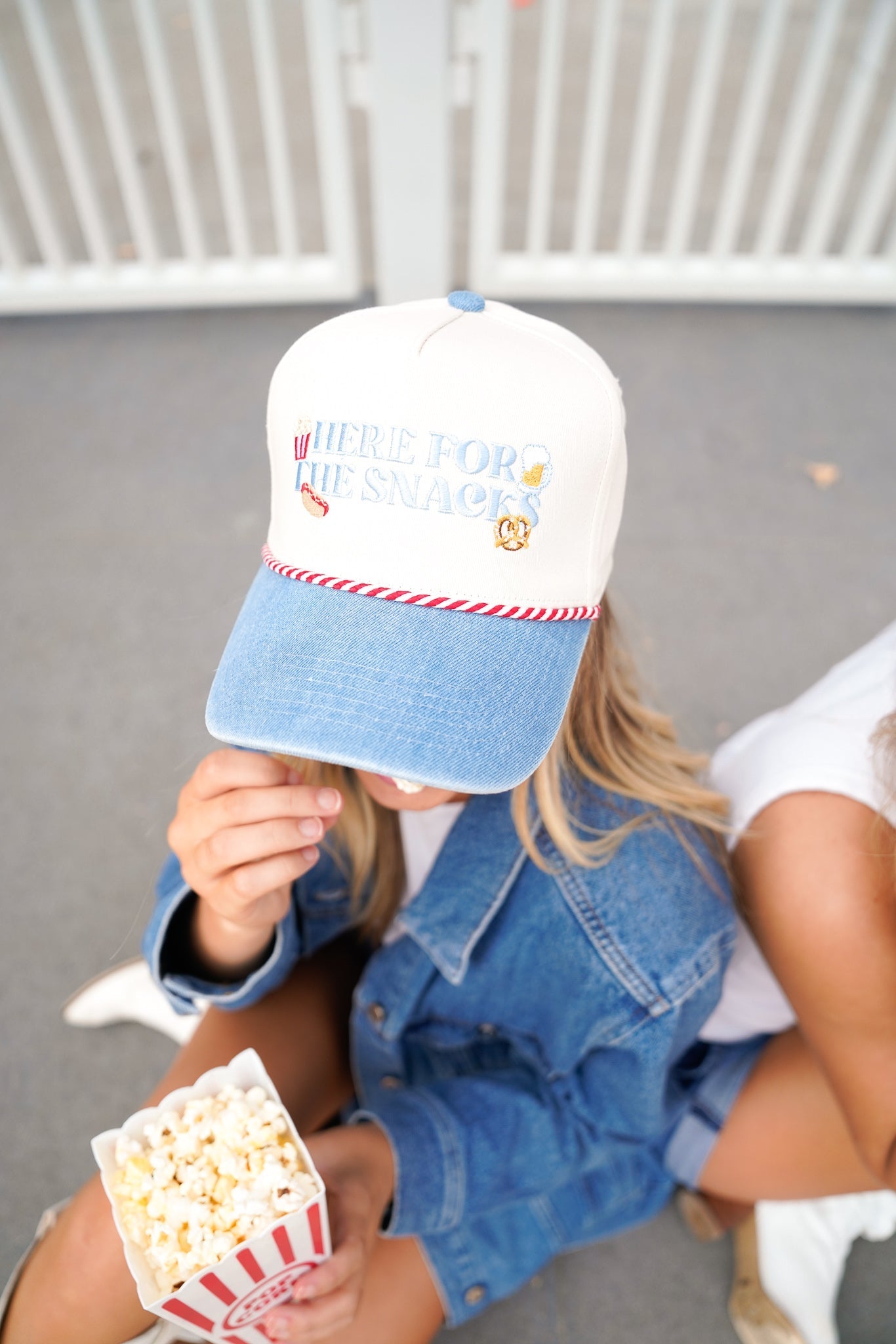 KenzKustomz Here for the Snacks - Denim Vintage Trucker Hat