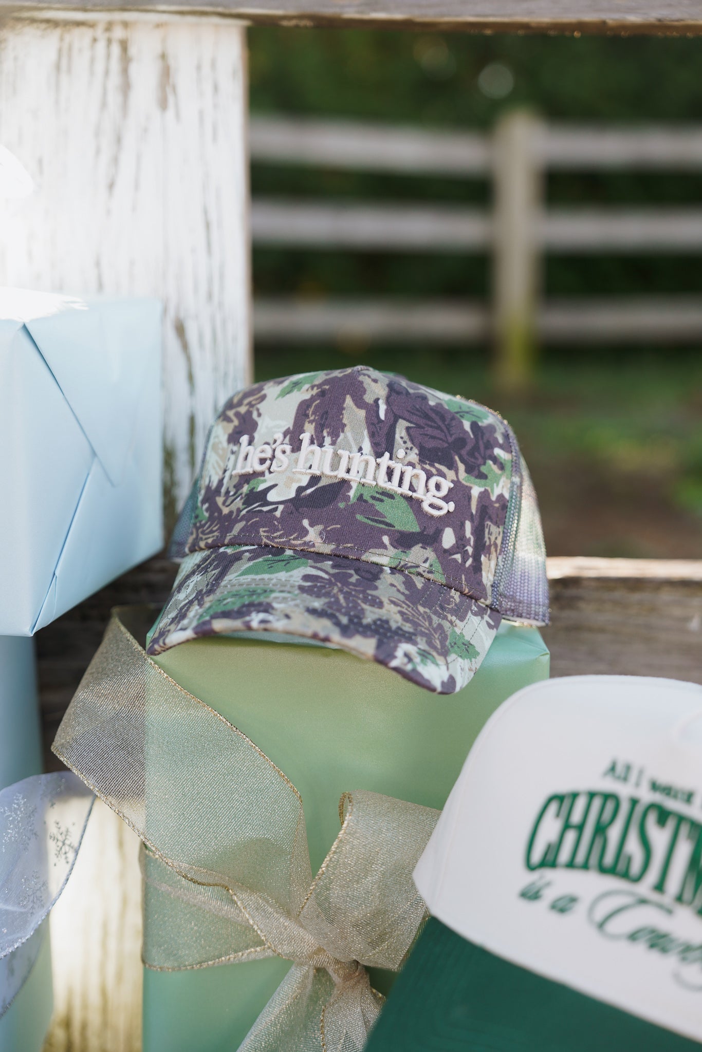 KenzKustomz He's Hunting - Camo Vintage Trucker Hat