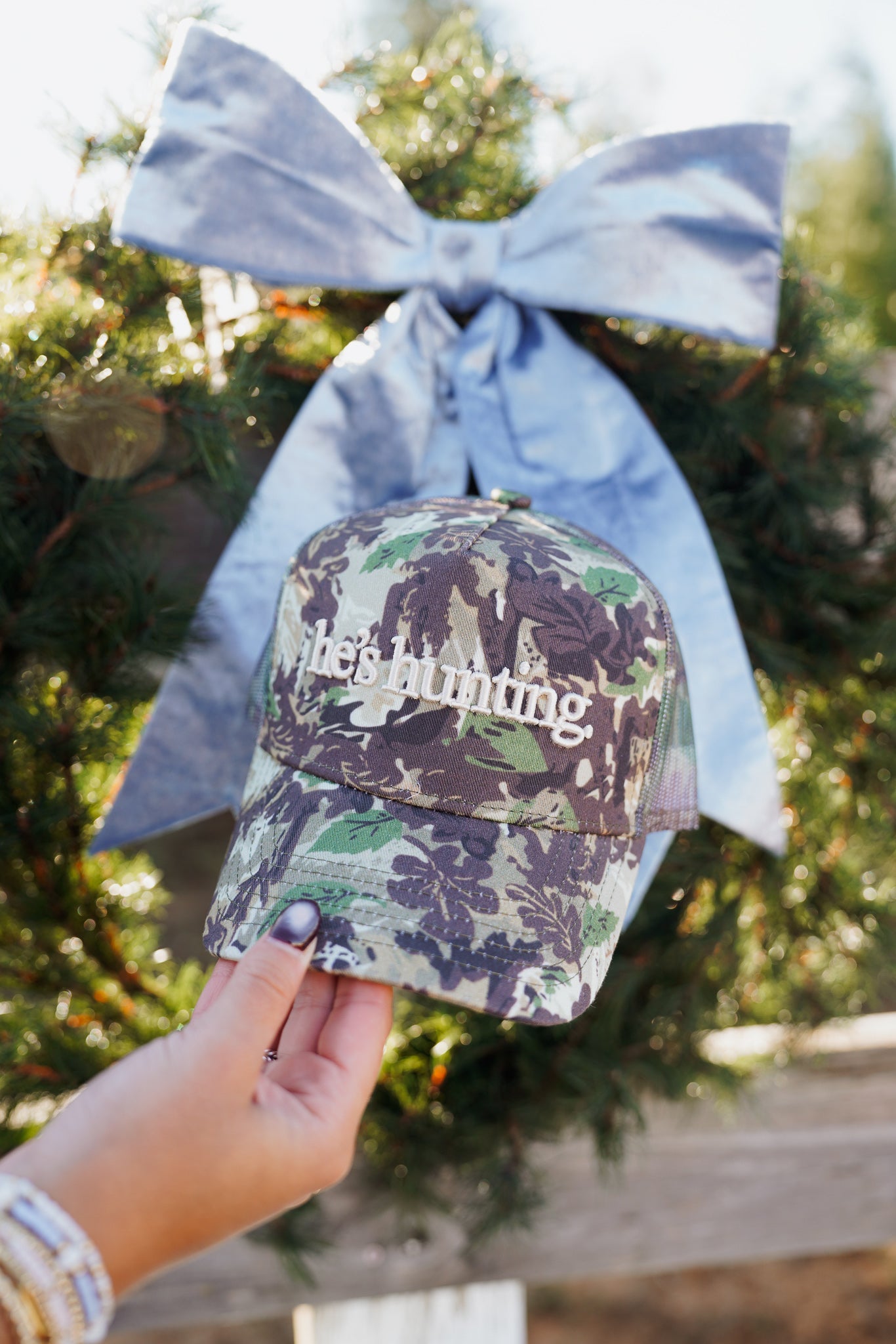 KenzKustomz He's Hunting - Camo Vintage Trucker Hat