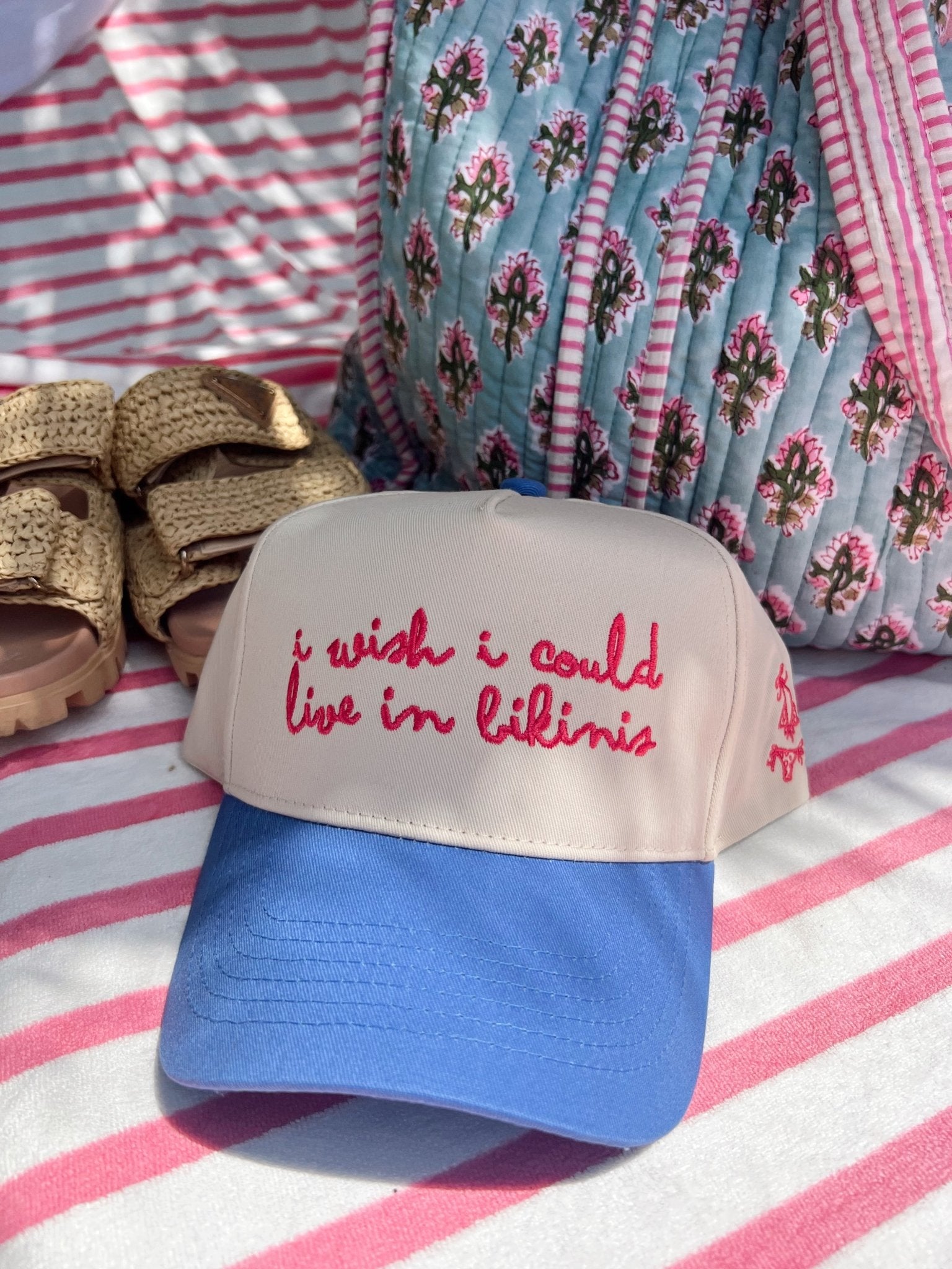 KenzKustomz I Wish I Could Live in Bikinis - Periwinkle Vintage Trucker Hat